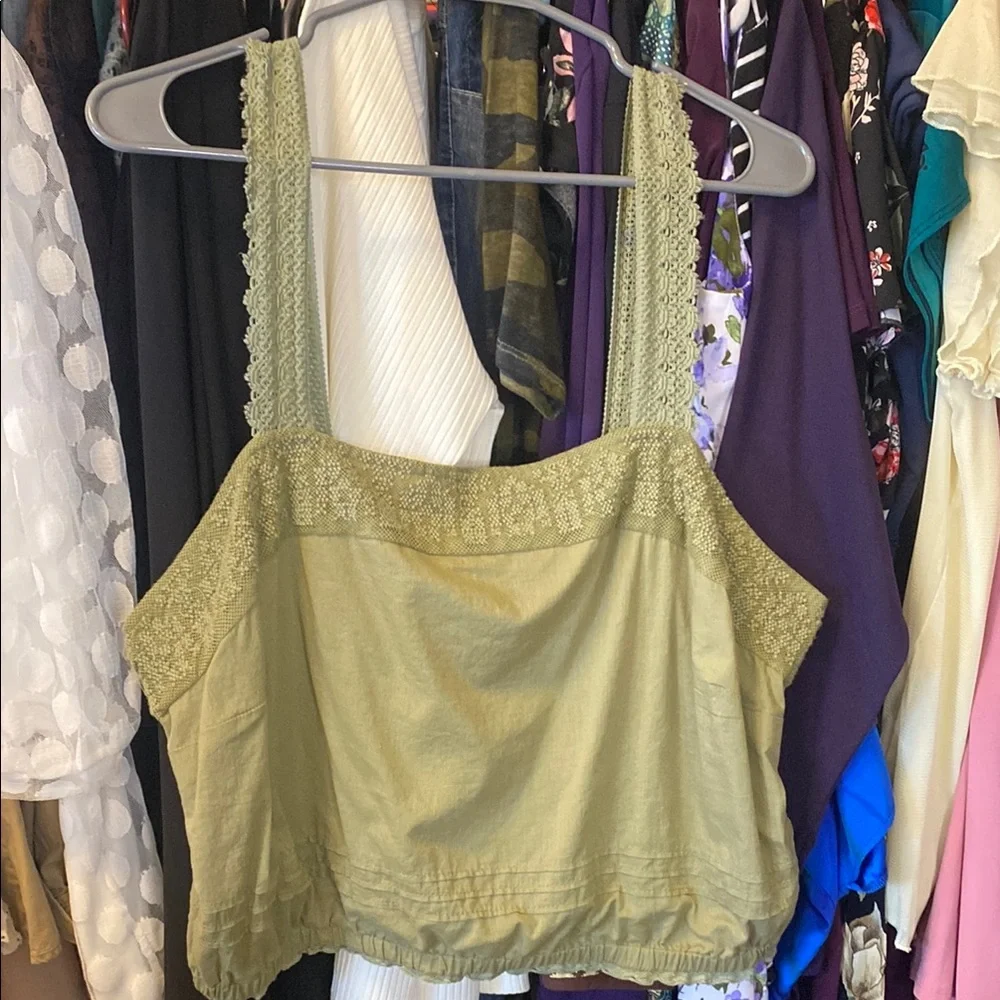 Forever 21 SZ 1XL Green Croo Crochet Tank Top NWT - Picture 1 of 6
